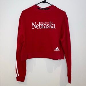 Adidas University of Nebraska‎ Red Three Stripe Crew Sweatshirt Size S